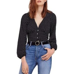 Free People NWOT Love Street Polka Dot Top - XS